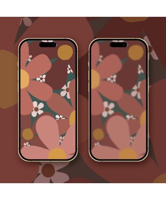 Tapeta na telefon w różowe kwiaty na turkusowym tle| BURAKOVVSKA
